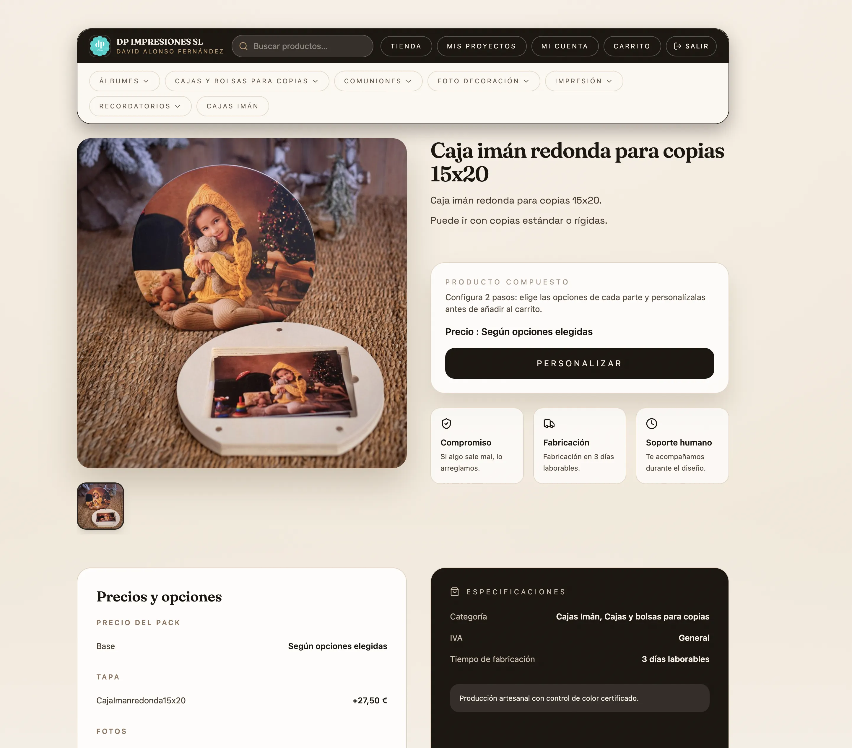 Ficha de producto en la tienda Factulab